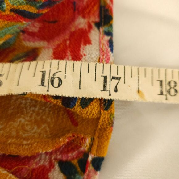 Fig and Flower Anthropologie Womens 2X Orange Colorful Floral 3/4 Sleeve Blouse - Picture 6 of 7